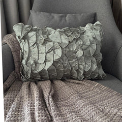 Vintage Gray Ruffles - Satin Grey Decorative Lumbar Pillow Cover