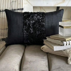 Black Art Silk Lumbar Pillow Cover, Vintage Black Love