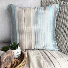 Aqua Martini - Blue Jacquard Silk Decorative Euro Sham