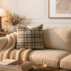 Plaidscape Gray - Gray Velvet Winter Plaid  Throw Cushion Cover