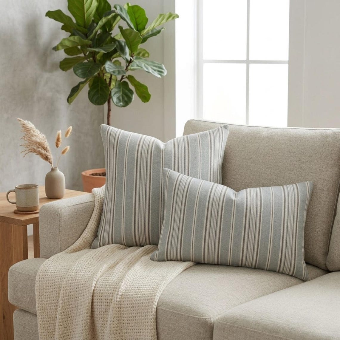 Blue Haven Stripes Lumbar Cushion Cover