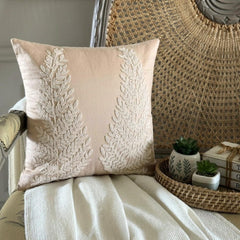 Morning Angel - Beige Cotton Linen Throw Pillow Cover