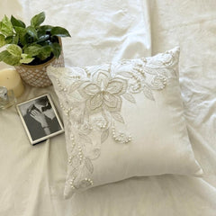 Wedding Love - Ivory Linen Throw Pillow Cover
