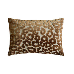 Brown Velvet Lumbar Cushion Cover - Leopard Terrrain Lumbar