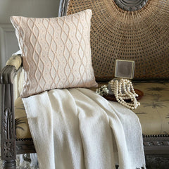 Tuscany Ivory Silk Throw Pillow Cover