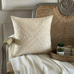 Pearlish - Beige Linen Throw Cushion Cover