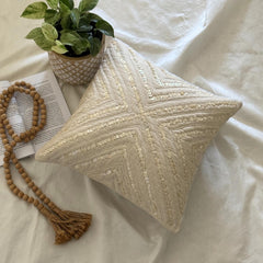 Pearlish - Beige Linen Throw Cushion Cover