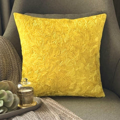 Yellow Sunshine - Yellow Art Silk Throw Pillow Cover
