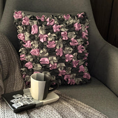 Love Punch - Plum & Pink Felt Throw Pillow Cover