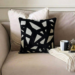 Black Velvet Lumbar Cushion Cover - Veleri Black Lumbar