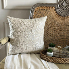 Pearl Divine - Natural Beige Cotton Linen Throw Pillow Cover