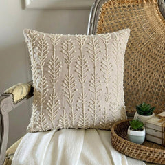 Pearl Essence - Natural Beige Cotton Linen Throw Pillow Cover