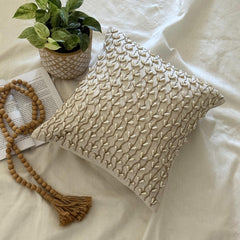 Pearl Drops Ivy - Natural Beige Cotton Linen Decorative Euro Sham