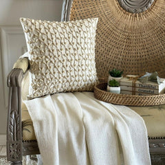 Pearl Drops Ivy - Natural Beige Cotton Linen Throw Pillow Cover