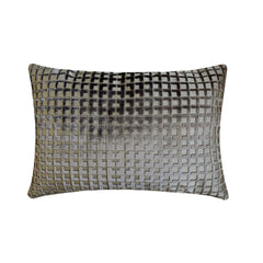 Silver Gray Velvet Lumbar Cushion Cover - Metro Grid Lumbar