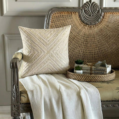 Pearlish - Beige Linen Throw Cushion Cover
