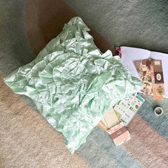 Mint Green Ruffles - Mint Green Satin Decorative Euro Sham