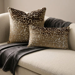 Brown Velvet Lumbar Cushion Cover - Leopard Drift Lumbar