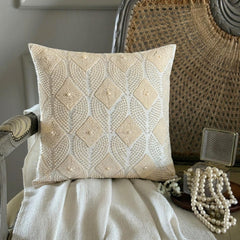 Victoria Pearls - Ivory Cotton Linen Decorative Euro Sham