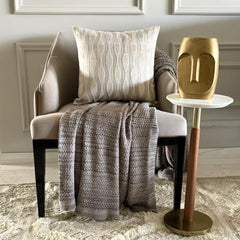 Ivory & Gray Velvet Throw Cushion Cover - Velvet Flow