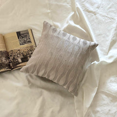 Ivory & Gray Velvet Throw Cushion Cover - Velvet Flow