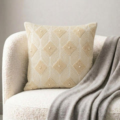 Victoria Pearls - Ivory Cotton Linen Throw Pillow Cover
