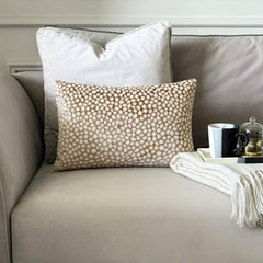 Beige Velvet Throw Cushion Cover - Spotted Safari