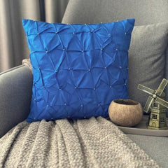 Royal Blue Texture - Royal Blue Taffeta Decorative Euro Sham