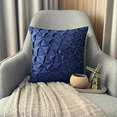 Night Texture - Navy Blue Taffeta Throw Pillow Cover
