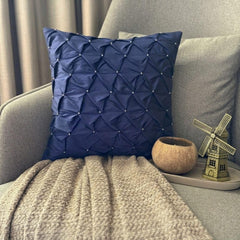 Night Texture - Navy Blue Taffeta Throw Pillow Cover