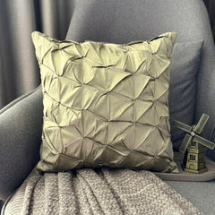 Earthy Texture - Green Taffeta Throw Pillow Cover
