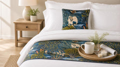 Velvet Blue Decorative Bed Runner and Cushion Cover - Midnight Menagerie