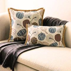 Cinnamon Pumpkins - Brown Woven Jacquard Decorative Throw Cushion Cover