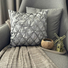 Between Spaces - Gray Taffeta Throw Pillow Cover