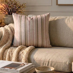 Stripe Flow Pink - Pink Velvet Stripes Throw Cushion Cover