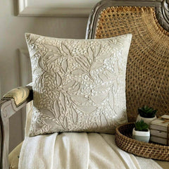 Pearl Divine - Natural Beige Cotton Linen Throw Pillow Cover
