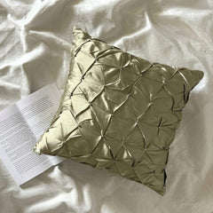 Earthy Texture - Green Taffeta Throw Pillow Cover