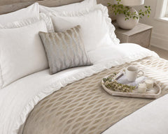 Grey Grey Decorative Bed Runner and Cushion Cover - Tidal Mirage