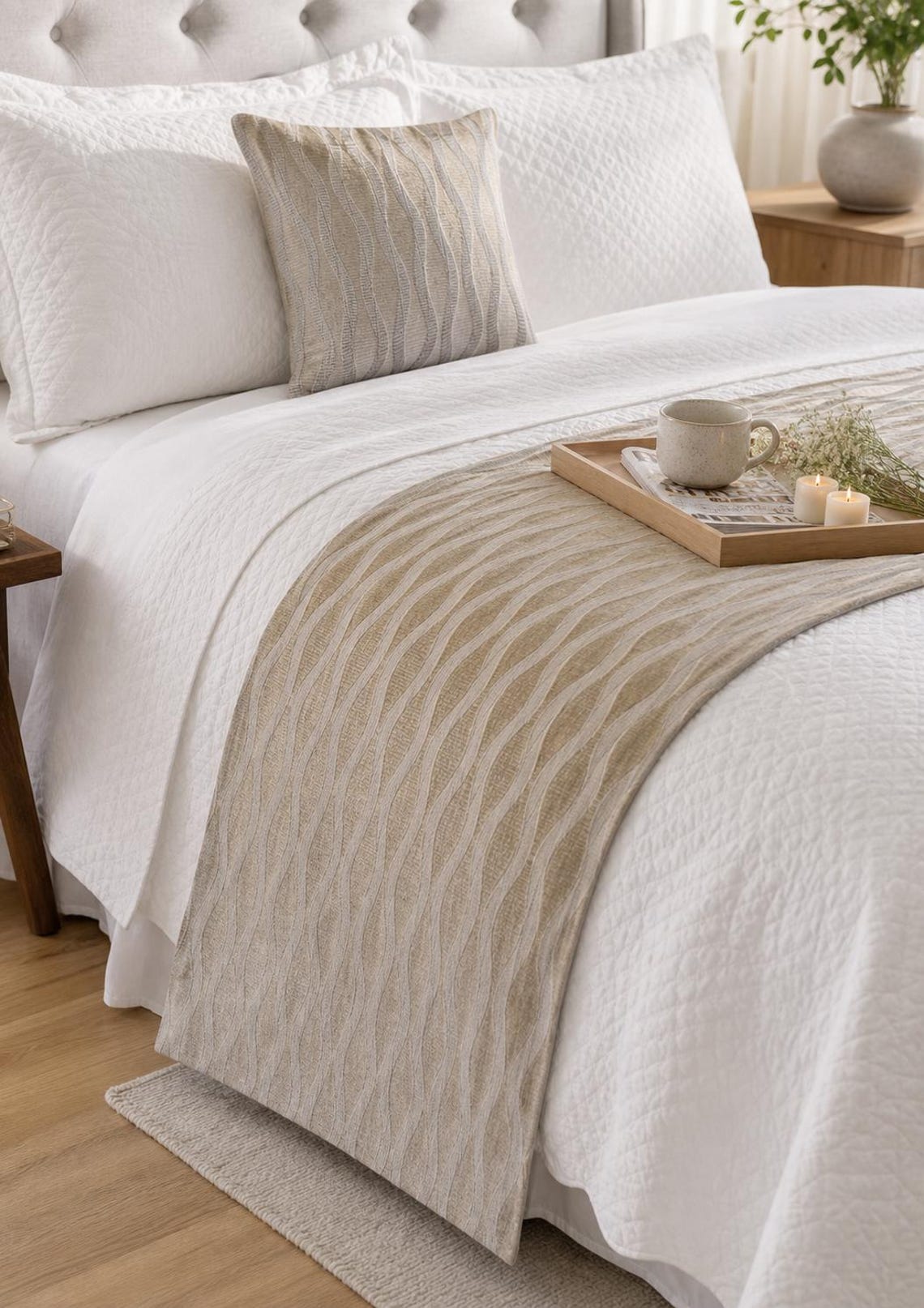 Tidal Mirage Decorative Bed Runner and Cushion Cover