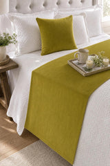 Velvet Chartreuse Green Decorative Bed Runner and Cushion Cover - Chartreuse Velvet