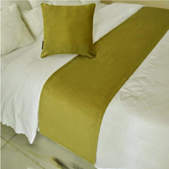 Velvet Chartreuse Green Decorative Bed Runner and Cushion Cover - Chartreuse Velvet