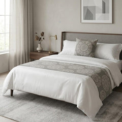 Grey Grey Decorative Bed Runner and Cushion Cover - Sahara Mandala