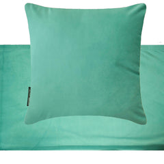 Velvet Turquoise Decorative Bed Runner and Cushion Cover - Turquoise Velvet