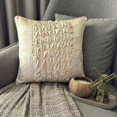 Knotted Ivory - Ivory Velvet Throw Cushion Cover