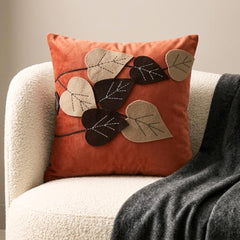 Spring Leaves - Rust Faux Suede Decorative Cushion Covers