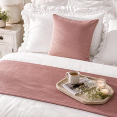 Velvet Dusty Rose Decorative Bed Runner and Cushion Cover - Dusty Rose Velvet