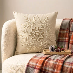 Pearl Flake - Beige Linen Decorative Throw Cushion Cover