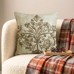 Deco Flake - Gold Jacquard Decorative  Throw Cushion Cover