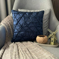 Navy Companioins - Navy Blue Taffeta Throw Pillow Cover
