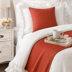 Rust Velvet Decorative Bed Runner and Cushion Cover